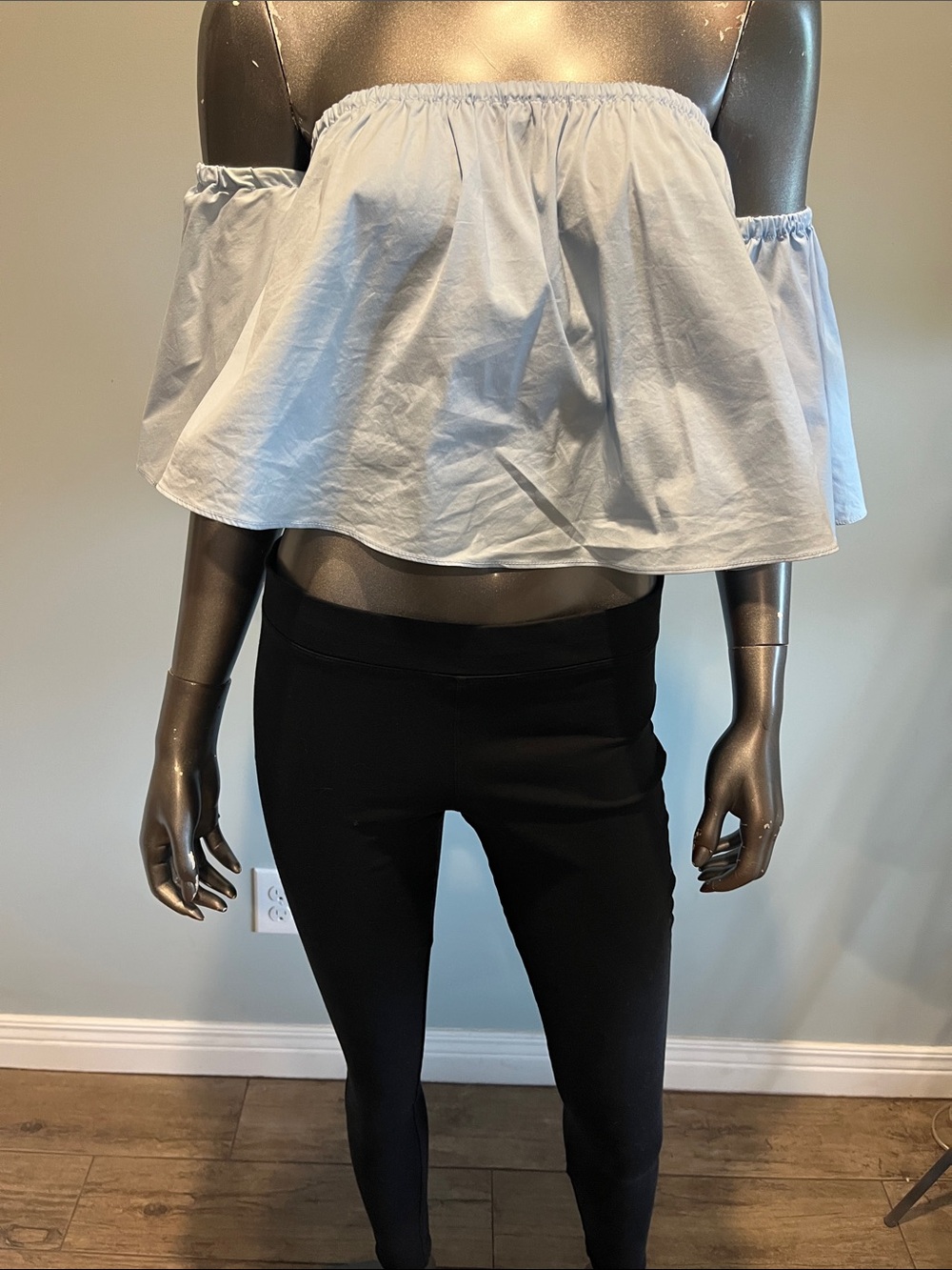 Zara Powder Blue Off-Shoulder Blouse